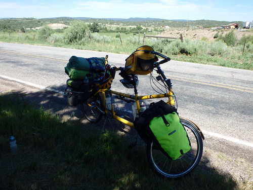 GDMBR: We stopped in the shade on the roadside for a snack.